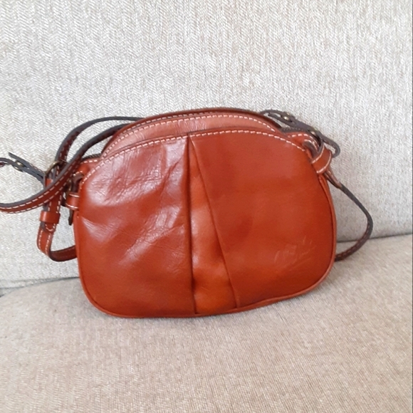 Patricia Nash Elegant English Tan Leather Crossbody Bag